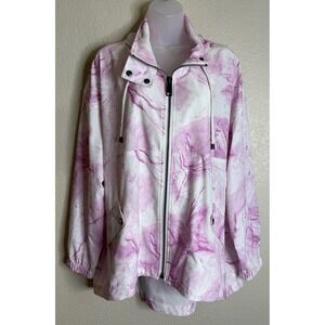 Chicos Zenergy 2 US 12/14 Jacket Purple Marble Hooded Windbreaker Zip Up Casual